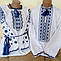 Біла Вишиванка жіноча блуза з синім орнаментом "Два кольори синя", фото 3