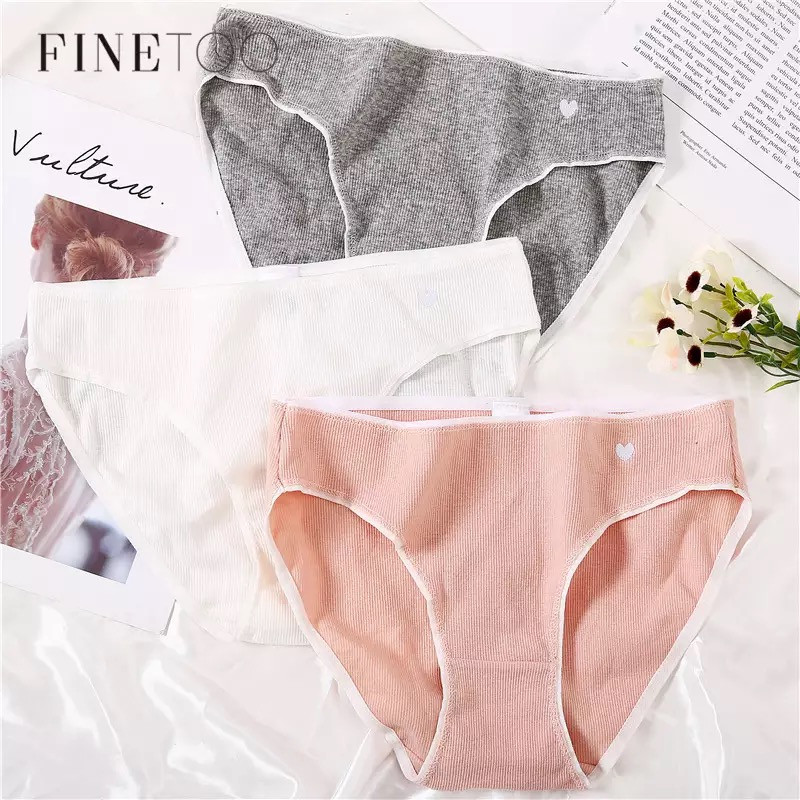 Трусики - сліпи з бавовни в рубчик, з білою окантовкою із сердечком, фото 1