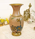 Велика латунна індійська ваза з емалевим розписом, латунь, емаль, Індія