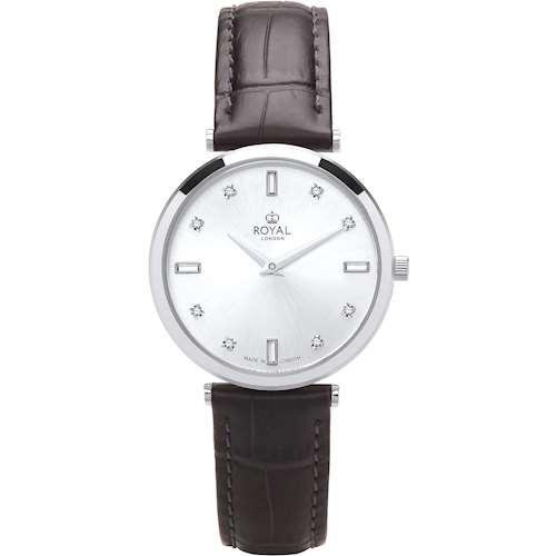Круглий жіночий наручний годинник Royal London 21477-02 кварцовий із шкіряним ремінцем