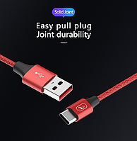 Кабель для зарядки телефону смартфона планшета USB-Type-C 1м Зарядний провід шнур (чорний, червоний, золотий)