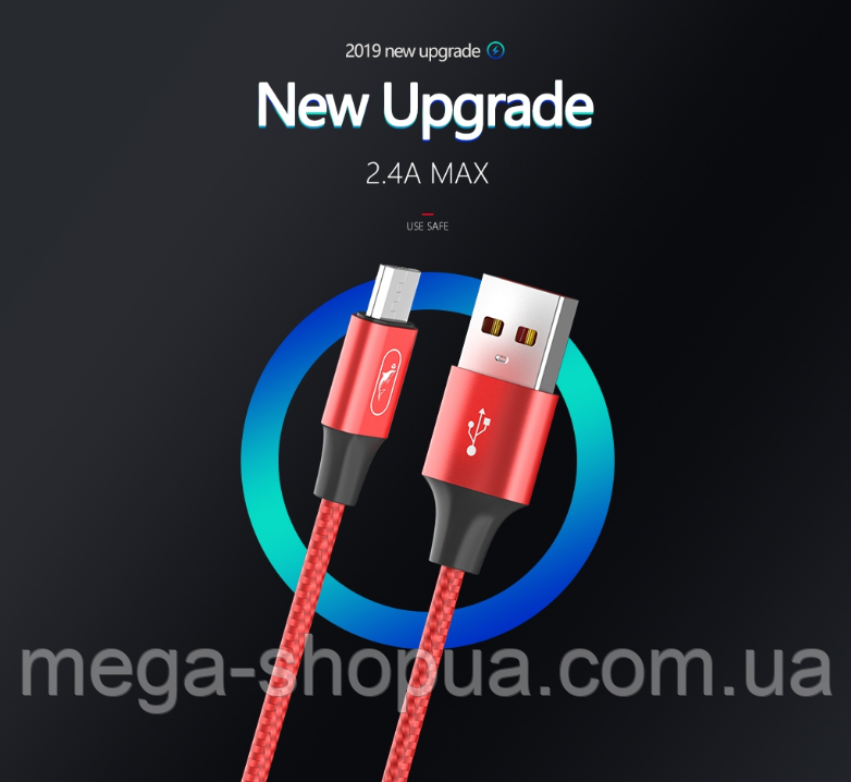 Кабель для заряджання телефону планшета USB - micro USB 1м. Зарядний провід шнур microUSB мікро ЮСБ X1H