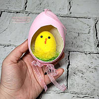 Декор великодня, підвіска Великодні яйце з курчам, рожеве