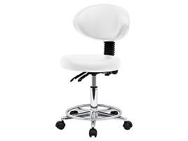 Стул майстра зі спинкою для салонів краси білий з 2-м регулюючими механізмами мод. 859 { H 36-50см }