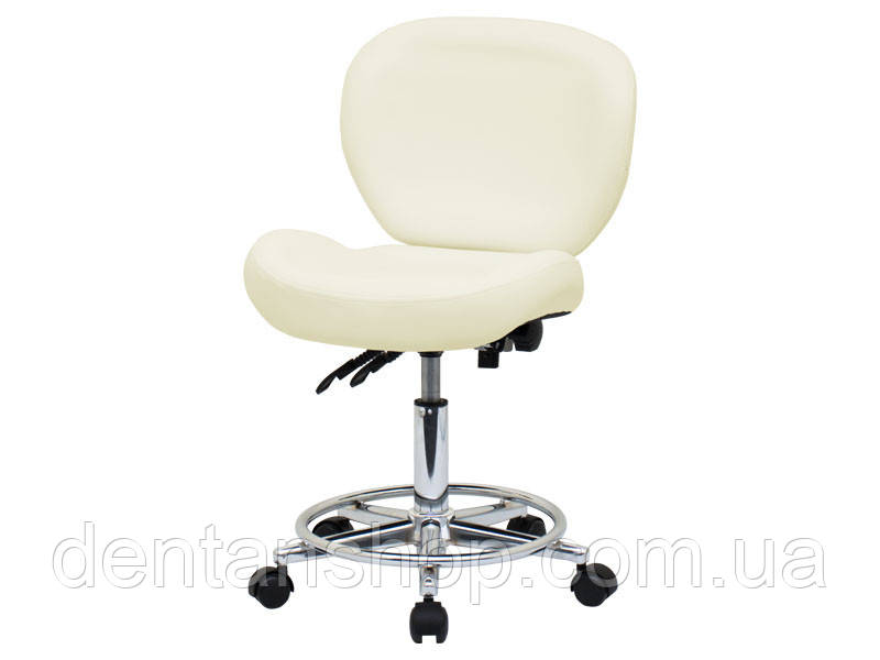 Стул майстра зі спинкою для салонів краси Бєжевий з 2-м регуляторними механізмами мод. 881-2 { H 36-50см }, фото 1