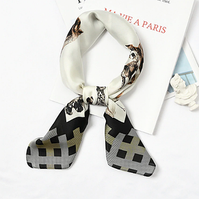 Шовкова хустка Fashion Dogs 70х70 см білий/графіт, фото 4