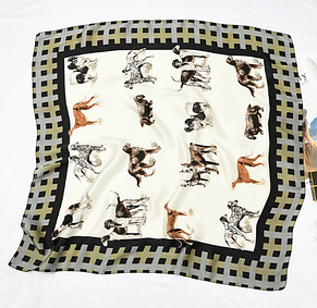 Шовкова хустка Fashion Dogs 70х70 см білий/графіт, фото 3