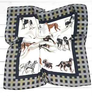 Шовкова хустка Fashion Dogs 70х70 см білий/графіт, фото 1