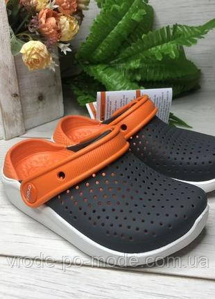 Дитячі легкі шльопанці із закритим носком сірі лайтрайд CROCS LiteRide, літні крокси для хлопчиків, оригінал