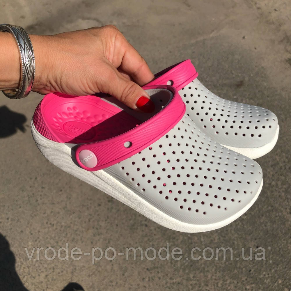 Дитячі легкі шльопанці із піни із закритим носком сірі лайтрайд CROCS LiteRide, літні крокси для дівчаток, оригінал