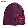 Подвійна шапка для дівчинки з візерунком квітів и стразами, фото 6