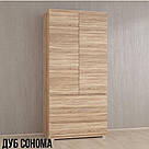 Шафа 100 см дводверна з Ламінованого ДСП Шафи в спальню з 3 висувними шухлядами та 4 закритими полицями, фото 6