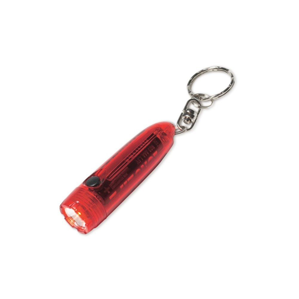 Брелок-ліхтарик пластиковий, прозорий червоний, від 10 шт, фото 1