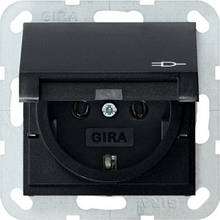 Розетка з з/к і кришкою GIRA System 55 чорний матовий