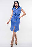 Лляне плаття-сорочка Кайлі на куліске 42 розміри синє, фото 2