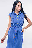 Лляне плаття-сорочка Кайлі на куліске 42 розміри синє, фото 7