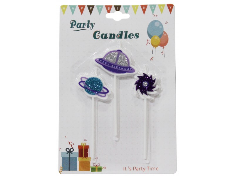 Набір Свічок на паличці "Космос" 3 шт 2-4 см