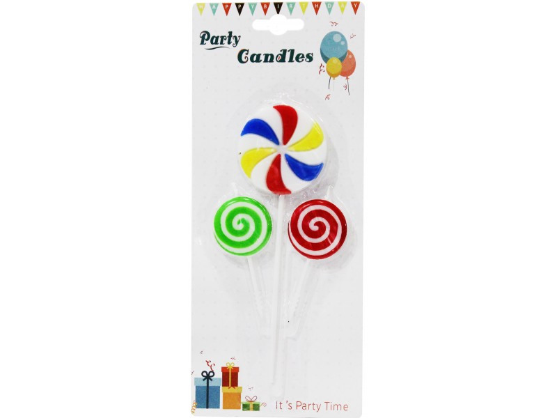 Набір Свічок на паличці "Льодяники" 3 шт (Sweet party)