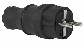 Пряма вилка з каучуку e.plug.rubber.028.16, 16А з заземленням, IP 44