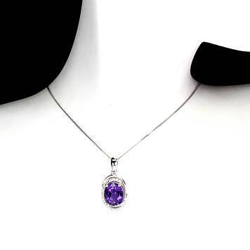 Кулон натуральний природний Аметист (Бразилія). Срібло 925 проби в білому золоті 14 каратів