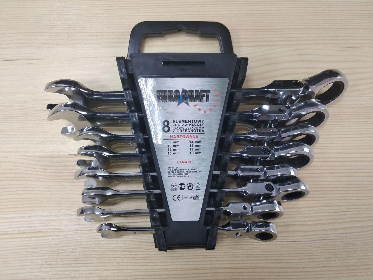 Набір рожково-накидних ключів з трещеткой на кардане 8 шт Euro craft, фото 1