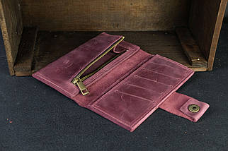 Жіночий шкіряний гаманець Berty 18 см, натуральна Вінтажна шкіра, колір Бордо, фото 3