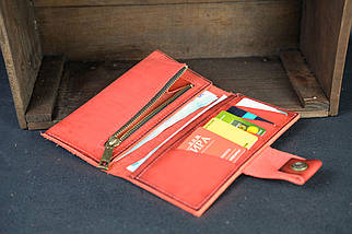 Жіночий шкіряний гаманець Berty 18см, натуральна шкіра італійський Краст, колір Червоний, фото 2