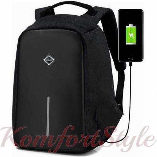 Рюкзак антивор Bonro з USB 17 літрів чорний (13000003)