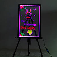 Флуоресцентная доска c фломастером и салфеткой на стойке Fluorescent BOARD 50*70