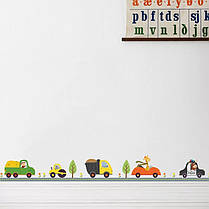 Наклейка на стіну шафа, наклейка в дитячу "дорожній рух - машинки" 18см*2метра (30см*90см), фото 3