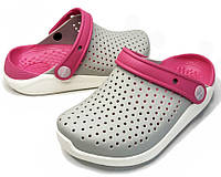 Детские серые босоножки CROCS Kids LiteRide Clog, летние кроксы оригинал для девочек