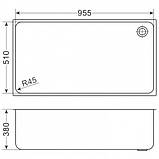 Ванна мийна штампована 955x510x380 мм неіржавка сталь, фото 2