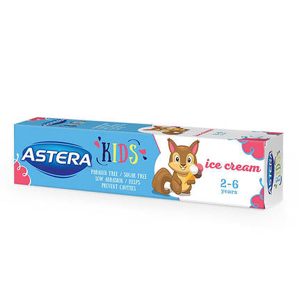 Зубна паста Astera Kids зі смаком морозива, фото 2
