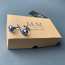 Запонки I&M Craft сірі з листочками (500120Z)
