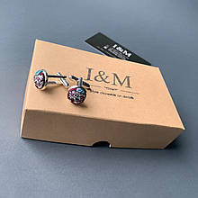 Запонки I&M Craft бордо у квіточки (500133Z)