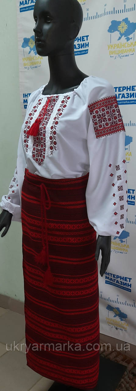 Спідниця на запах українська червона "Аделя"