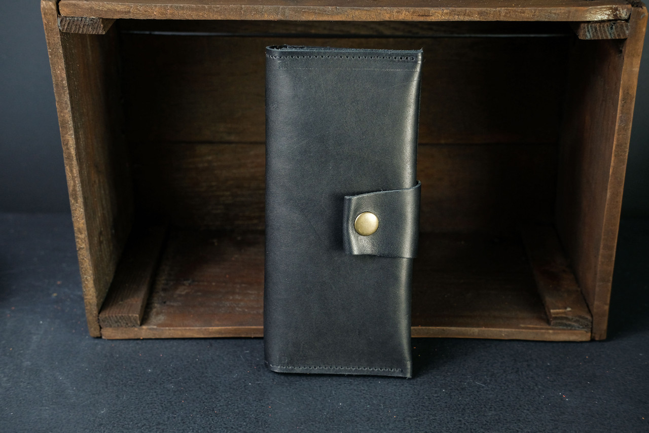 Жіночий шкіряний гаманець Berty 20см, натуральна шкіра італійський Краст, колір Чорний