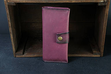 Жіночий шкіряний гаманець Berty 20см, натуральна шкіра італійський Краст, колір Бордо