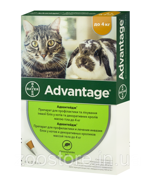 Краплі від бліх для котів до 4-х кг Адвантікс ® Advantage 40 мг