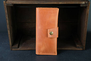 Жіночий шкіряний гаманець Berty 20см, натуральна Вінтажна шкіра, колір Коньяк