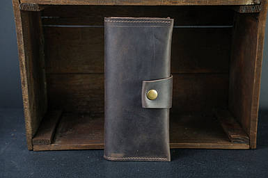 Жіночий шкіряний гаманець Berty 20см, натуральна Вінтажна шкіра, колір Шоколад