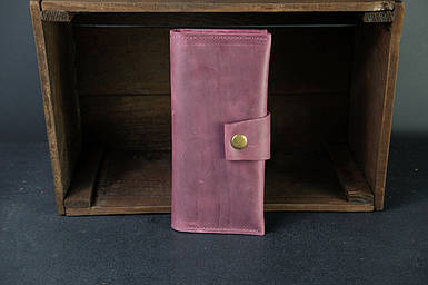 Жіночий шкіряний гаманець Berty 20см, натуральна Вінтажна шкіра, колір Бордо