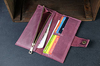 Жіночий шкіряний гаманець Berty 20см, натуральна Вінтажна шкіра, колір Бордо, фото 2