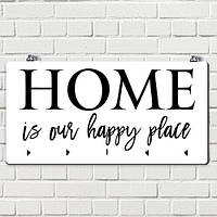 Ключниця настінна горизонтальна Home is our happy place 36х18 см (KEDM_20F004)