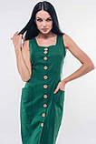 Лляне літнє плаття сарафан Кіан на гудзиках 42-52 розміри зелене, фото 2