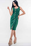 Лляне літнє плаття сарафан Кіан на гудзиках 42-52 розміри зелене, фото 6