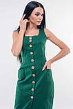 Лляне літнє плаття сарафан Кіан на гудзиках 42-52 розміри зелене, фото 3