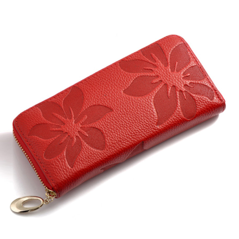 Гаманець жіночий з натуральної шкіри. Жіноче Портмоне. Шкіряний жіночий гаманець клатч Червоний, фото 1