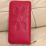 Гаманець жіночий з натуральної шкіри. Жіноче Портмоне. Шкіряний жіночий гаманець клатч Червоний, фото 3