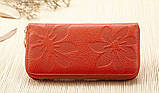 Гаманець жіночий з натуральної шкіри. Жіноче Портмоне. Шкіряний жіночий гаманець клатч Червоний, фото 4